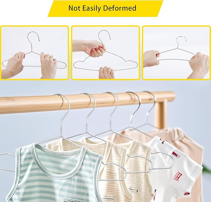 Jeffbaubl 50 Pack Metal Clothes Hangers, 12.5in/32cm Wire Hangers, Stainless Steel Hanger Non-Slip, Heavy Duty Closet Hanger Ultra Thin Space Saving for Hanging Coats Shirts T-Shirt