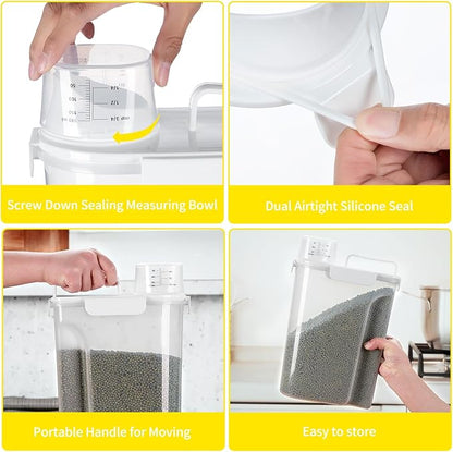 FrutPunch Rice Container,Rice Storage Container,5L,5.2Qt Tcereal Storage Container,Suitable for Home Kitchen Rice, Soybean Food Storage,Pet Food Storage Containers (5, Liters)