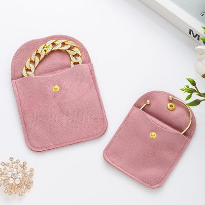 Velvet Jewelry Pouch, Pink, Gold Snap Closure, Small Travel Storage Case（10 Pack 3 * 3）