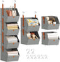 Homsorout Hanging Closet Organizer 4 Tier - Clothes Hanging Shelves, Space-Saving Closet System, Fabric Storage Bins Bedroom Organization, Collapsible Baskets for Home, Dorm, Rv, Grey