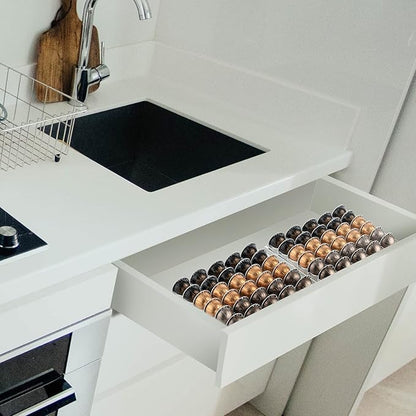 SUMERFLOS Coffee Capsule Storage Tray, Drawer Insert Organizer Holds 30 Pods Compatible with Nespresso Vertuoline Capsules Drawer of Kitchen, Home
