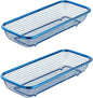 Kitchen Drawer Organizer, Stainless Steel Storage Container Metal Cabinet Storage Basket for Holding Silverware Kitchen Utensil, Pack of 2, Blue