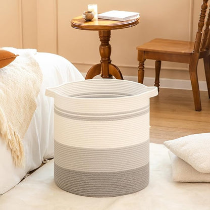 OIAHOMY 120L Laundry Baskets Hamper with Handles, Decorative Basket for Living room, Woven Storage Basket for Toys Bin,Pillows, Blankets, Clothes-20x22.5in-Gradient Grey