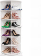 360° Rotating Shoe Rack Tower - Spinning Shoe Organizer for Entryway, Free Standing Lazy Susan Shoe Rack (6 Tiers 23.62 * 23.62 * 56.2in White)