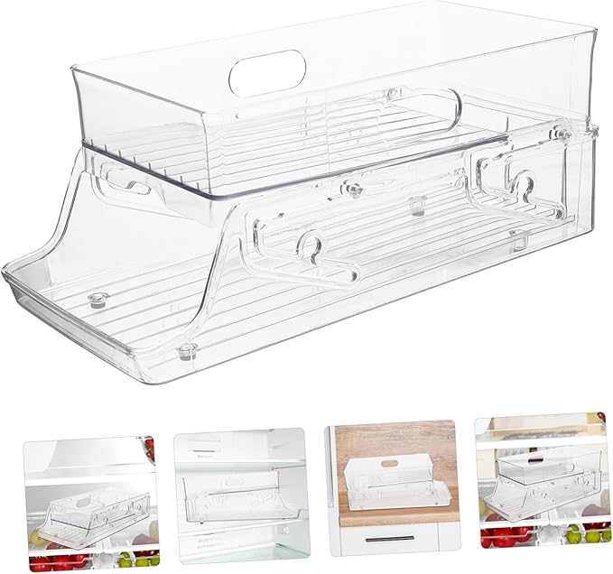 PRETYZOOM Multi-Function Can Organizer Fridge Drink Rack Soda Can Dispenser Easy Access Storage