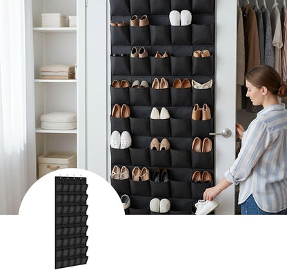 Over the Door Shoe Organizer for Bedroom Door with Multiple Pockets - Hanging Shoe Storage Bag Caddy