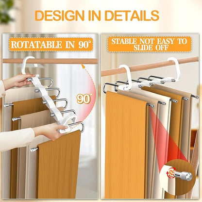 Pants Hangers Space Saving - 2 Pack - Closet Organizers and Storage, Hanger for Jeans Trousers Clothes