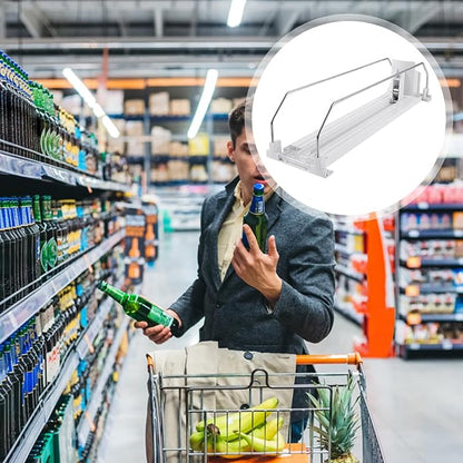 BESTOYARD Drink Pusher Supermarket Shelf Pusher Fridge Soda Can Holder Beverage Pusher Beer Can Storage Holder Drink Replenishment Pusher Drinks Cold Drink Abs Display Box White, 32.50X8.00X6.50CM