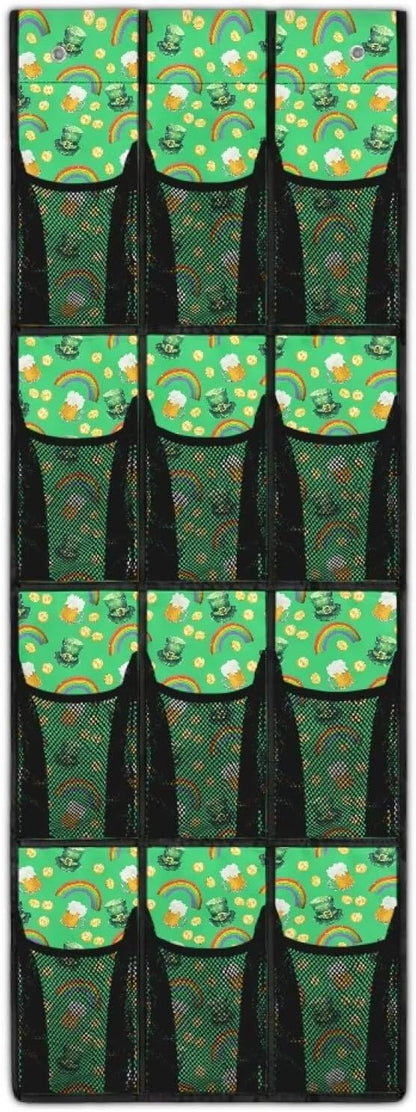 Over the Door Shoe Organizer 12 Large Mesh Pockets Shoe Storage Organizer Foldable Hanging Shoe Organizer for Closet Green Hat Rainbow