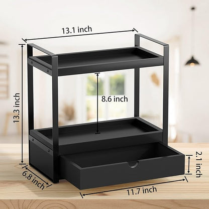 Boulphia 2-Tier Bathroom Organizer (Black - New)