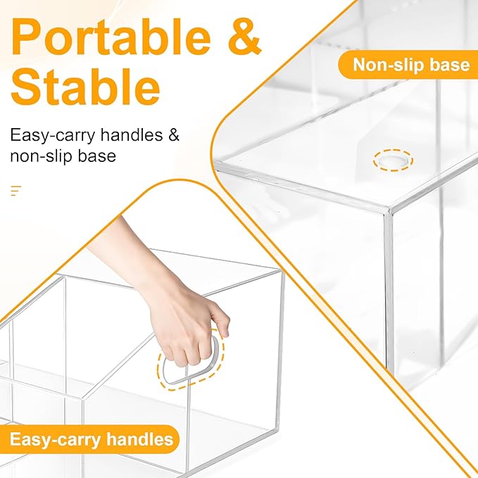 Acrylic Paper Plate Organizer and Dispenser – Extra Capacity Plate and Utensil Caddy for Plates, Cups, Napkins and Cutlery, Ideal for Kitchen, Parties, Picnics, Weddings, and Outdoor Events