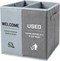 Foldable Shoe Cover Bin Storage Box Storage Dispenser Holder with Used Shoe Covers and Welcome Please or Remove Sign for Open House Supplies (grayish blue)