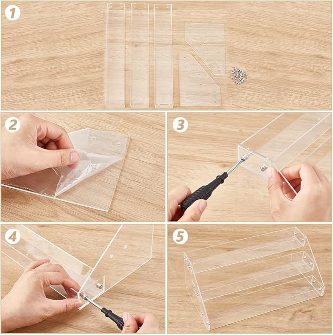 3Layers Acrylic CD Holder Nail Polishes Organizer Rack Acrylic Makeup Display Shelf CD Cases Cosmetic Storage Holder Stand Clear Cosmetic Display Shelf for DVD Case Makeup Jewelry