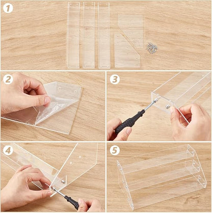 3Layers Acrylic CD Holder Nail Polishes Organizer Rack Acrylic Makeup Display Shelf CD Cases Cosmetic Storage Holder Stand Clear Cosmetic Display Shelf for DVD Case Makeup Jewelry