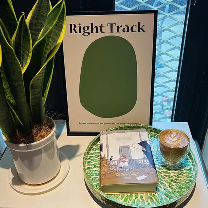 12.5" Lazy Susan for Table Top – Mother of Pearl Spinning Turntable Serving Tray, Marble Lazy Susan Organizer for Dining Table Centerpiece, Kitchen Island Decor, Bathroom Counter, Outdoor Use (Green)