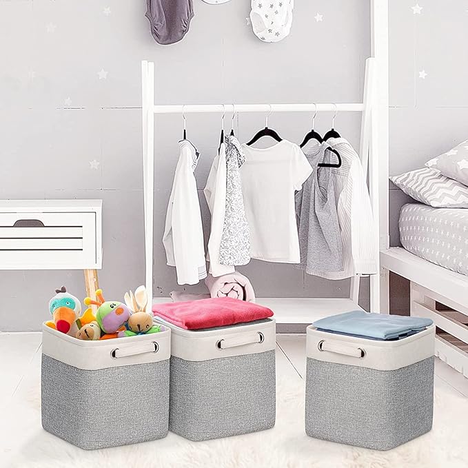 Cube Storage Bins 10.5” x 10.5 x 11” Cloth Baskets for Storage with Handles Storage bins for Shelf, Closet, Office Organizer, Set of 6