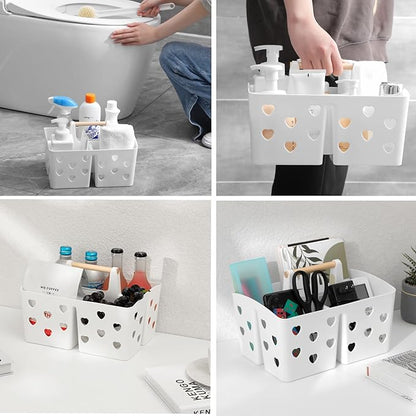 Anyoifax Portable Shower Caddy Plastic Basket Organizer Divided Bathroom Storage Tote With Handle for College, Dorm Room, Kitchen, White