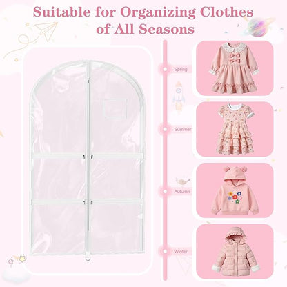3 Pack Clear Dance Garment Bags for Dancers, 40" Waterproof Dustproof Dance Costume Bags for Hanging Clothes with 5 Large Zipper Pockets for Dance Competition, Suitable for Dress, Uniform