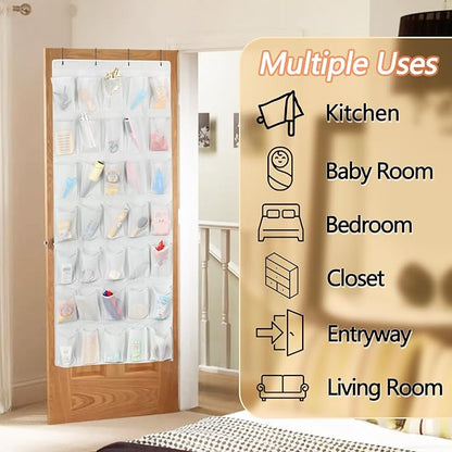 GOMAJI 35 Large Pockets Over the Door Shoe Organzier, Hanging Shoe Organizer for Door Large Capacity Shoe Storage Bag with 4 Metal Hooks