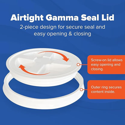 ePackageSupply 5 Gallon Bucket - Food Grade Bucket with Airtight Gamma Seal Screw-On Lid, BPA-Free, Heavy-Duty 90 Mil HDPE Plastic, Bulk Storage, Durable Container, Made in USA, White/White, 6 Packs