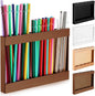 Qinyoung Wooden Straw Holder for Cabinet Door with Double Sided Adhesive Tape Tumbler Straw Organizer for Cupboard Reusable Tumbler Storage Container for Kitchen Counter(Acacia Color)