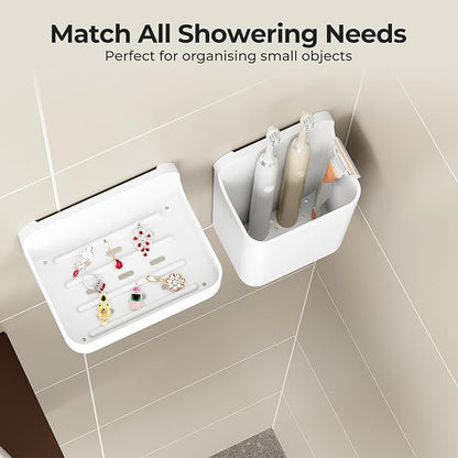 Orimade Shower Caddy 4-Pack, No-Drill Adhesive Shelves for Bathroom, Rustproof ABS Storage Organizer Set, White
