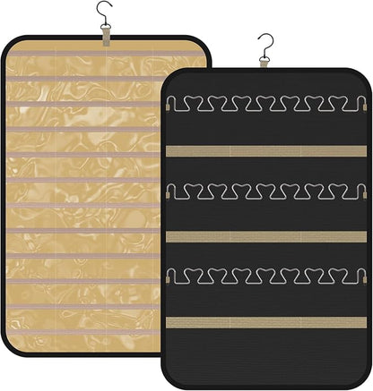 Hanging Jewelry Organizer, Double-Sided Jewelry Storage Bag with Pockets and Necklace Holder for Closet,Door&Wall
