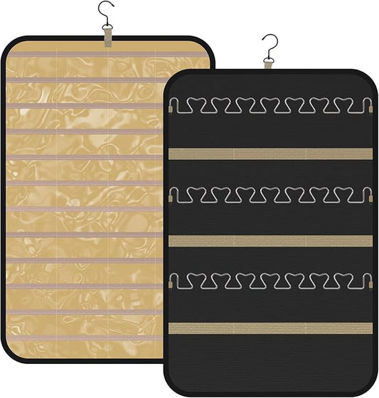 Hanging Jewelry Organizer, Double-Sided Jewelry Storage Bag with Pockets and Necklace Holder for Closet,Door&Wall