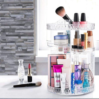 360° Rotating Makeup Organizer - Cosmetic Organizer for Bedroom Dresser & Vanity Countertop - Multi-Function Storage Makeup Carousel - Clear