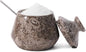 Marble Salt Cellar with Lid and Spoon 3" Inches Oceanic Salt Box, Natural Stone Salt Holder for Kitchen Counter, Salt Container, Sugar Container, 3 OZ Capacity