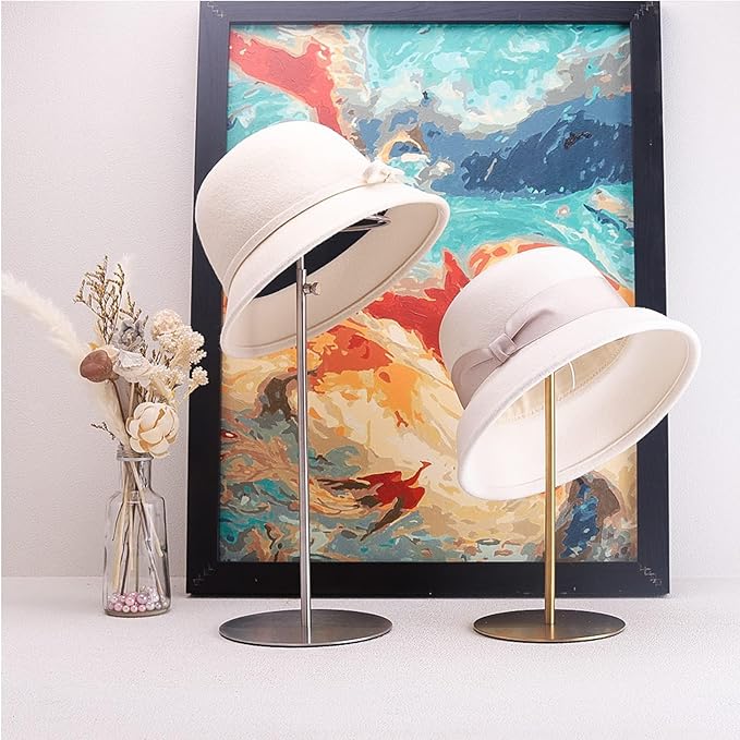 Hat Display Stand Titanium Gold Hat Stand, Set of 2, Height Adjustable Cap Rack Display, Fingerprint Resistant Durable Stainless Steel Tabletop Cowboy Hat Holder Stands for Vendors Closet (RCS 50% Recycled Post-consumer Metal)