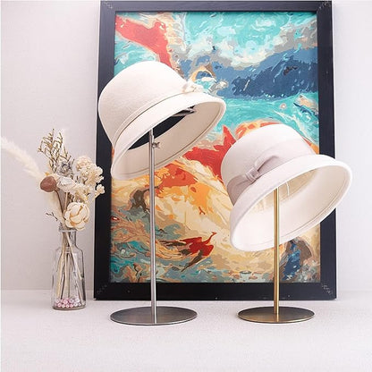 Hat Display Stand Titanium Gold Hat Stand, Set of 2, Height Adjustable Cap Rack Display, Fingerprint Resistant Durable Stainless Steel Tabletop Cowboy Hat Holder Stands for Vendors Closet (RCS 50% Recycled Post-consumer Metal)