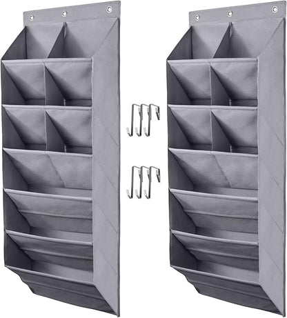 FFENTEC Over the Door Shoe Organizer, 2 Pack Hanging Shoe Organizer, 3 Pack Sturdy Metal Over The Door Hangers Hooks