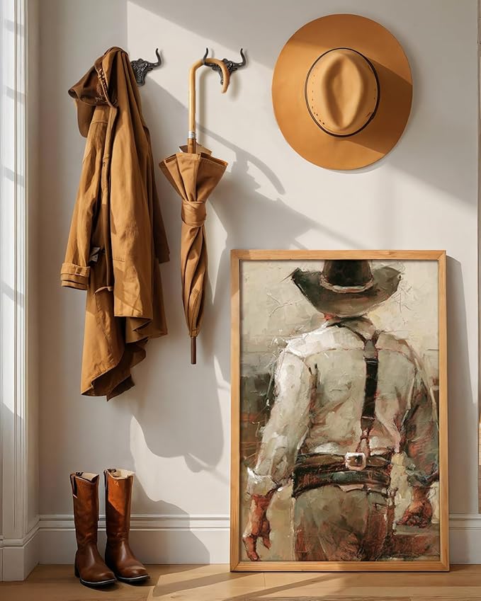 Cowboy Hat Holder for Wall Cowboy Hat Hook 2 Pack Bull Head Metal Hat Rack Cast Iron Hat Hanger Vintage Western Decor Longhorn Wall Decor Rustic Hooks for Closet Bedroom Living Room Western Gifts