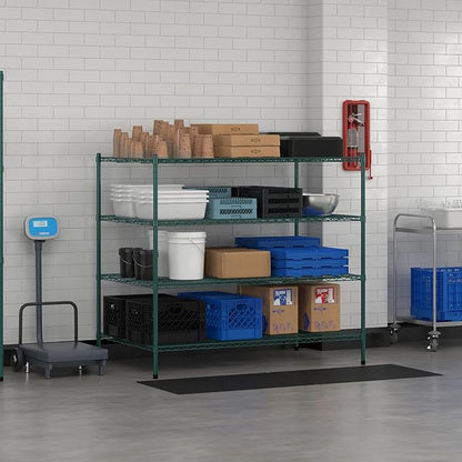 Commercial NSF Listed Green Epoxy Stationary Wire Shelving Kit 36" x 60" x 54", with 4 Shelves Perfect for Warehouse, Walk-in Refrigerator, Freezer, Grocery Store, Restaurant, Dishroom