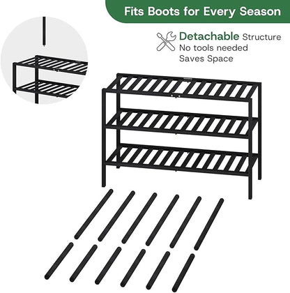 kiplant Tall Boot Rack Organizer - Bamboo Wood Boot Rack Shoe Rack for Entryway & Closet, Holds 6 Pair Tall Boots