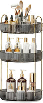 360° Rotating Makeup Organizer, Large-Capacity Skincare Make Up Storage 3 Tier Perfume Organizers Cosmetic Dresser Organizer with Makeup Brush Holder, Fits Bedroom, Bathroom, Vanity Shelf Countertop