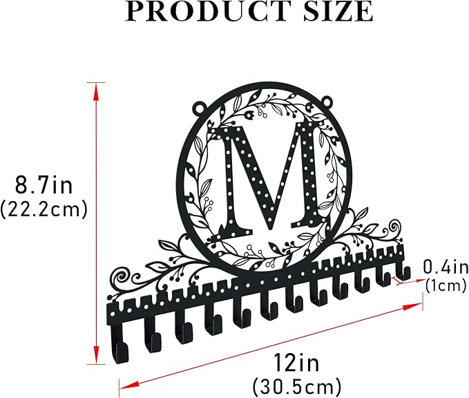 Wall-Mounted Metal Initial Letter W Earring Holder Hanging Jewelry Organizer for Earrings and Necklaces Space-Saving Wall Display with Hooks for Jewelry Storage
