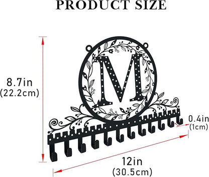 Wall-Mounted Metal Initial Letter W Earring Holder Hanging Jewelry Organizer for Earrings and Necklaces Space-Saving Wall Display with Hooks for Jewelry Storage