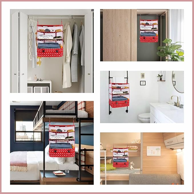 Surblue Hanging Closet Storage Bag Collapsible 3-Shelf Washable Oxford Fabric with 2 Hooks (XL 17.71 * 11.81 * 20in, Snow)