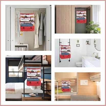 Surblue Hanging Closet Storage Bag Collapsible 3-Shelf Washable Oxford Fabric with 2 Hooks (XL 17.71 * 11.81 * 20in, Snow)