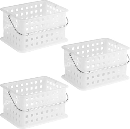 iDesign Portable Shower Caddy Basket with Handle for Dorm or Bathroom, Set of 3, Frost, Made in USA