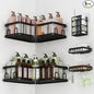 Veken Corner Shower Caddy 5-Pack, Advanced Rustproof Design, No Drilling Adhesive Shelves, Rack with Soap Holder, Large Capacity Bathroom Organizers and Storage, Wall-Mounted Kitchen&Home Decor,Black