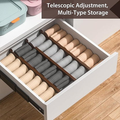 DUCOO 4 PCS Drawer Divider, 17"-22" Adjustable Bamboo Drawer Dividers Organizers, 2.3" High Expandable Separators for Kitchen, Clothes, Dressers, Home, Office, Mocha