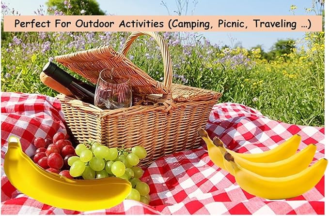Banana Keeper On The Go Outdoor Travel Case BPA-Free Fruit Protector Portable Banana Holder Cute Carrier Storage Box 2 Pack Yellow (Banana Keeper)