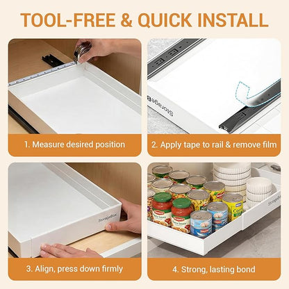 Adjustable Can Organizer for Pantry, Pull-Out Pantry Organizers and Storage, Soda Can Organizer - Great for Pantry, Kitchen Cabinet & Countertop (16.5" L x 12.2" W x 2.8" H (Adjustable Width))
