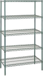 Quantum Storage Systems WR86-2454P-5 Starter Kit Wire Shelves Green Epoxy 5 Shelves 86" H x 54" W x 24" D