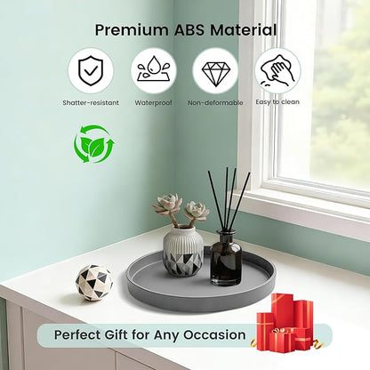 1 Pack 9" Bathroom and Vanity Tray, ABS Bathroom Counter Organizer, Coffee Table Decor for Perfume, Candles, Keys &More. Kitchen Countertop Organizer, Decorative Tray Soap Holder, Grey
