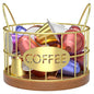 Coffee Pod Holder, Rustic K Cup Holder Organizer for Counter, Coffee Pods Storage Organizer for Coffee Bar Accessories Decor(Gold-02)