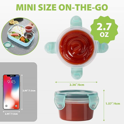 Freshmage 12 Pack Salad Dressing Container to Go, 2.7 oz Small Condiment Containers with Leakproof Lids for On-the-Go Meals, Reusable Sauce Containers BPA-Free